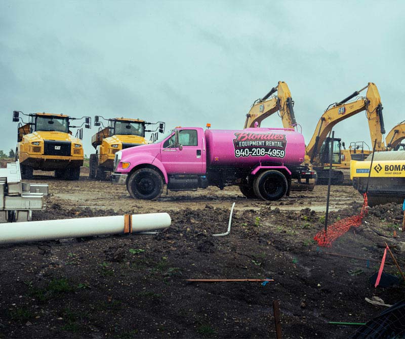 Blondies Equipment Rental Water Truck on Job Site